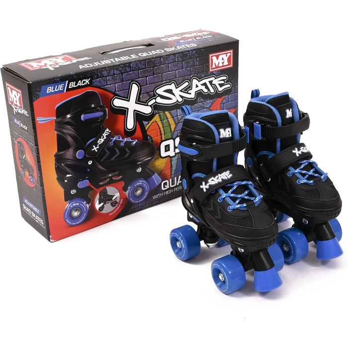 Роликові ковзани M.Y X-Skate регульовані, чорно-сині, EU 35-38 / UK 2.5-5