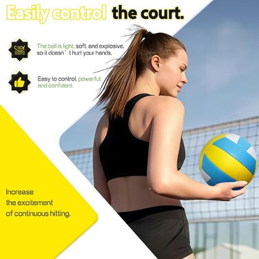 Волейбольний м'яч Aipwerer для пляжу та залу: водонепроникний, Soft Touch, жовто-блакитний, розмір 5