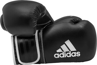 Боксерські рукавички adidas Hybrid 80, 6 унцій, чорні/білі, для боксу, кікбоксингу, MMA, мішка та тренувань, унісекс