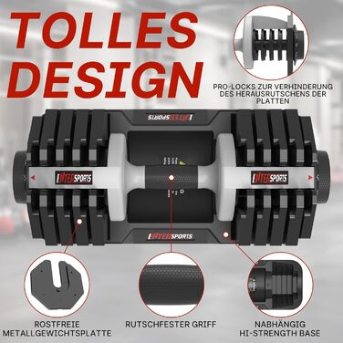 Регульовані гантелі EnterSports 12/18/27 кг з неслизькими ручками для дому, офісу, фітнес-залу. Комплект 27 кг