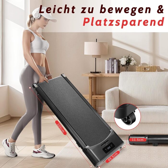 WalkingPad Klappване біговий тренажер для дому – 1-6 км/год, регулювання нахилу 0-6%, 2.0PS, LED-дисплей, без підлокітників