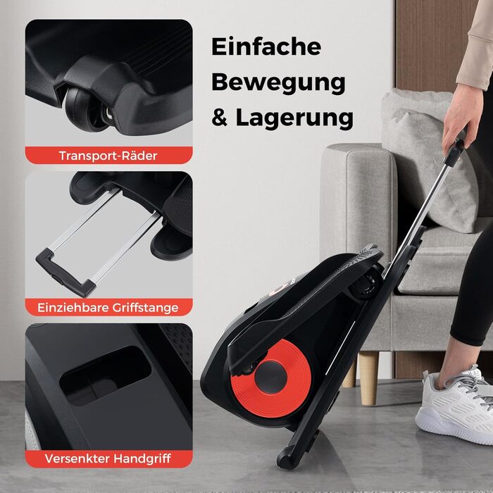 Еліптичний тренажер COSTWAY Mini під стіл, електричний з LED-дисплеєм та пультом, для дому, портативний, червоний