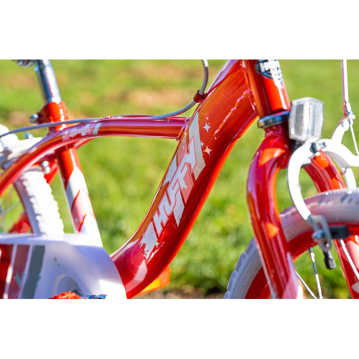 Дитячий велосипед Huffy Glimmer 18 дюймів червоний для дівчаток 6-8 років, легка швидка збірка, зі стабілізаторами