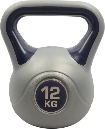Гиря для фітнесу 12 кг, пластикова, Kettlebell, чорна