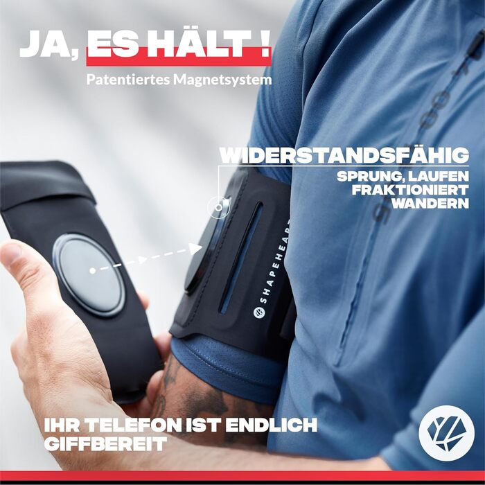 Універсальний спортивний чохол-наплічник Shapeheart з магнітним кріпленням для смартфона, водонепроникний, для бігу, фітнесу та походів, французька інновація