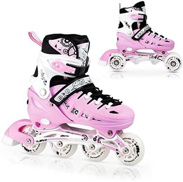 Коньки NILS дитячі та жіночі, регульовані, розмір 35-38, колір Bonbonrosa (NH10905)
