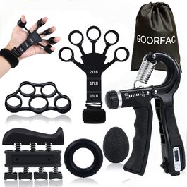 Набір для тренування сили рук та пальців GoorFach (6 шт.) - регульований підборіддя, чорний