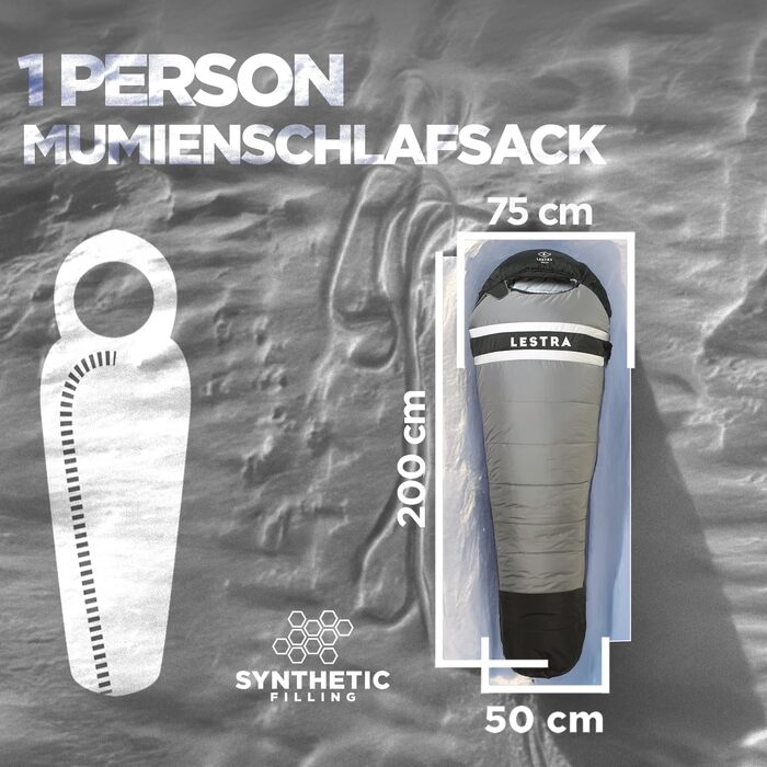 Спальний мішок Lestra Sport Greenland 200 для екстремального холоду -11°C, 200x75 см, 1.6 кг, для дорослих