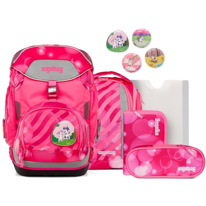 Ергономічний шкільний рюкзак ergobag Schulranzen-Set — комплект із 6 предметів для 1 класу початкової школи, рожевий, унісекс