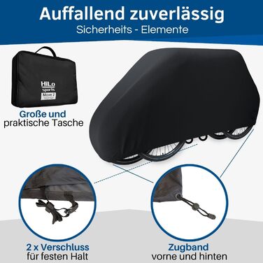 Водонепроникна захисна накидка для велосипедів та електровелосипедів HiLo для велотримачів - 6м мотузка, Ripstop 600D