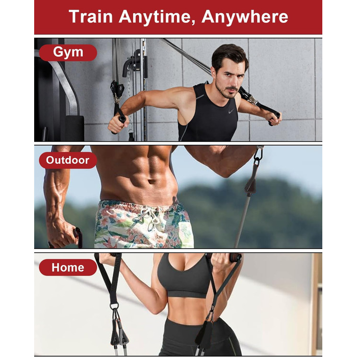 Набір фітнес-гумок 6 шт., гумки для фітнесу з 6 рівнями опору 270 LBS, з дверними фіксаторами, ручками, кісточками, ідеально підходить для нарощування м'язів, пілатесу, фізіотерапії для домашнього спортзалу та тренувань на відкритому повітрі