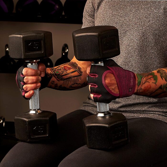 Жіночі вантажні рукавички Harbinger Flexfit з шкіряною підкладкою, для силових тренувань (1 пара), Merlot