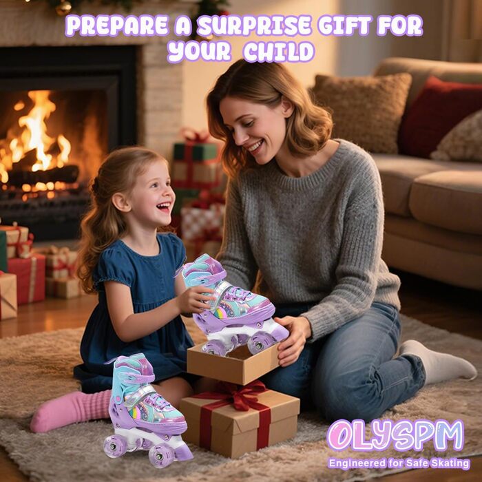 Дитячі ролики для катання, ролики для дівчаток та хлопчиків, регульовані, з LED, фіолетові, з сумкою для зберігання