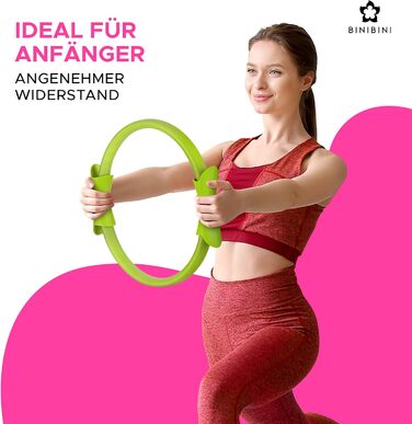Набір для пілатесу BINIBINI®: кільце, м'яч та фітнес-гумки - 5-ти елементний комплект для дому - включає м'яч для йоги та 3 гумки Terra Band
