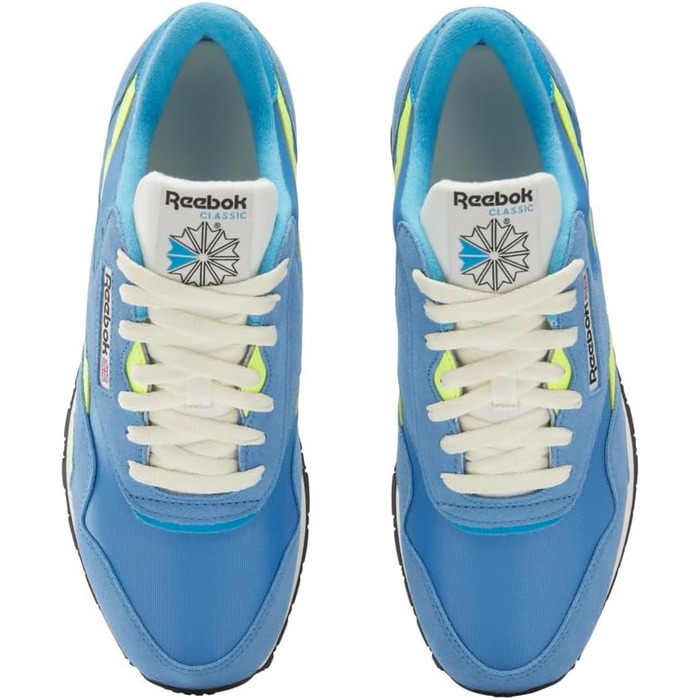 Чоловічі кросівки Reebok Classic Nylon, розмір 40.5 EU, кольори Essential Blue, Solar Acid Yellow, Vintage Chalk