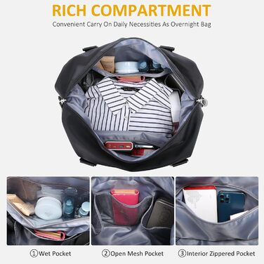 Спортивна сумка LOVEVOOK для жінок: дорожня, базова, для плавання, фітнесу, клініки, 30L, чорна