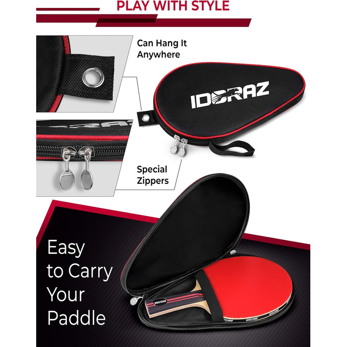 Пін-понг ракетка Idoraz Professional - професійна ракетка для настільного тенісу з чохлом, схвалена ITTF для турнірів