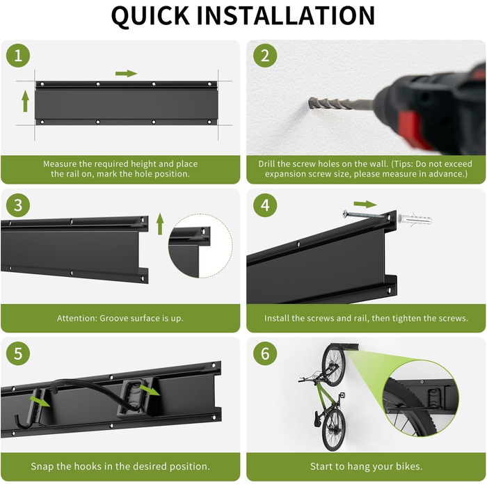 Настінна підставка для велосипедів Housolution 32 дюйми на 4 велосипеда + 3 шоломи, до 136 кг, міцна сталева конструкція, для гаража