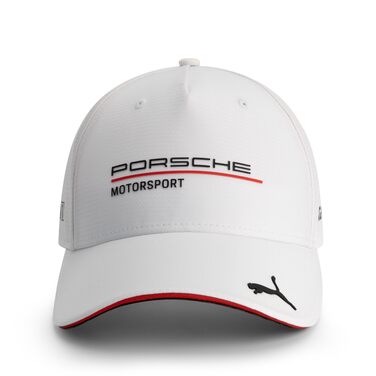 Кепка PUMA Porsche Motorsport з вигнутим козирком та логотипами Porsche Motorsport та спонсорів (біла)