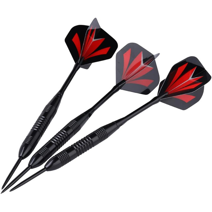 Дарти сталеві Steel Dartpfeile набір 6/12 шт. з металевими наконечниками, алюмінієвими стержнями, 18 пір'ями та гумовими кільцями, 22/23 г