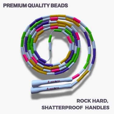 Стрибкове канат Elevate Rope Professional з перлами, 3м, регульований, поліестер - для фрістайлу, кардіо та трюків, для всіх рівнів, для використання в приміщенні та на вулиці