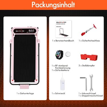 Біговий доріжка BLACK LORD X7, Walking Pad під стіл, 3.0PS, до 130кг, Bluetooth, 3 рівня нахилу, рожевий