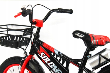 Дитячий велосипед 16 дюймів з кошиком та додатковими колесами для хлопчика, червоний