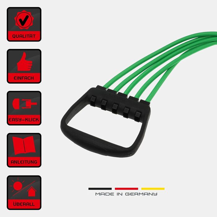 Deuser Expander Original з ручками, натуральний латекс, для силових тренувань, фітнесу, спорту, підтягувань, йоги, опір 25-125 кг, виготовлено в Німеччині
