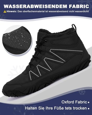 Зимові шкарпетки-черевики Ruyi для жінок та чоловіків, тепла підкладка, водонепроникні, для трейлраннінгу, комфортні зимові черевики з широкою передньою частиною, чорний, 42 EU