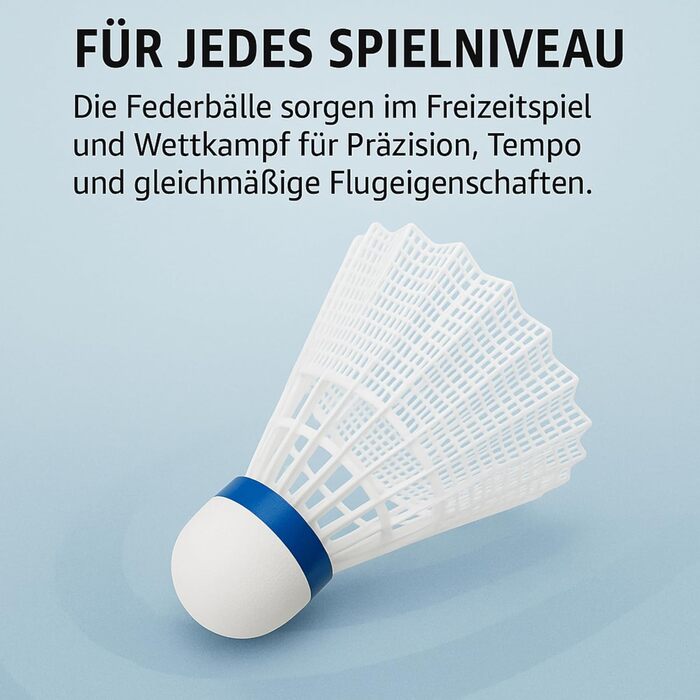 Набір для бадмінтону BEST SPORTING - 6 турнірних м'ячів (Нейлон, середня швидкість)