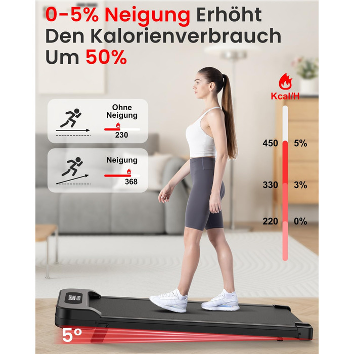 Бігова доріжка Walking Pad для дому HomeFitnessCode: електричний біговий килимок з нахилом, 1-8 км/год, чорний