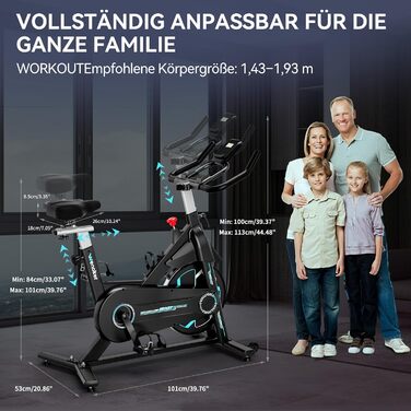 Велотренажер для дому Wenoker: тихий спінінг з регулюванням опору, тримач для планшета, до 160 кг