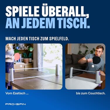 Набір для настільного тенісу PRO-SPIN - з сіткою, м'ячами, сумкою | Для гри 2 гравців | Преміум якість | Фіолетовий/Блакитний