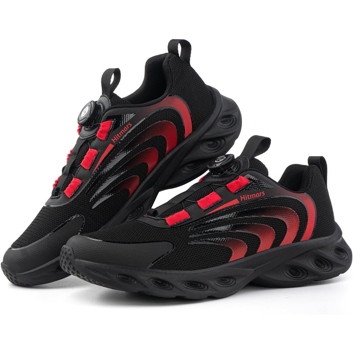 Чоловічі кросівки Hitmars для бігу та занять спортом. Зручні, з амортизацією, для вулиці та фітнесу. Розміри EU 39-47, кольори: чорний, червоний. Модель J01 44 EU