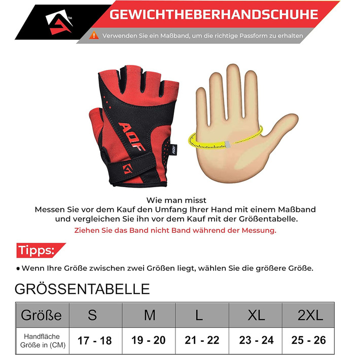 Фитнес рукавички AQF для тренувань, бодібілдингу та важкої атлетики. Червоні, розмір XXL