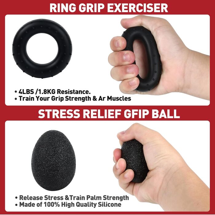 Набір для тренування сили рук та пальців GoorFach (6 шт.) - регульований підборіддя, чорний