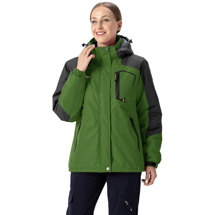 Жіноча зимова куртка YSENTO: водонепроникна, софтшелл, флісова, функціональна з капюшоном, білий (S, зелений)
