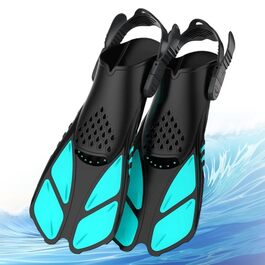 Ласти для плавання Schwimmflossen S/M (36-41) унісекс, регульовані, відкрита п'ята, для снорклінгу, дайвінгу та плавання, блакитні