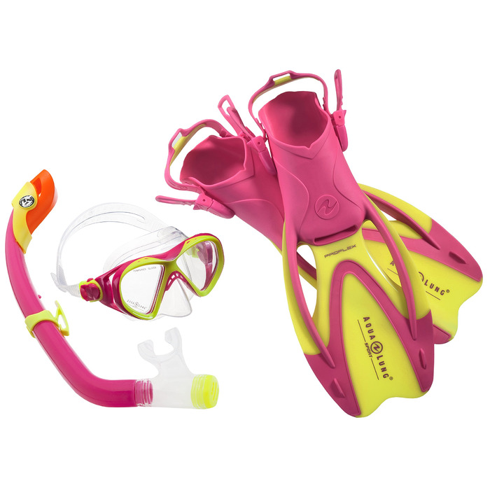 Набір для дайвінгу Aqua Lung Sport La Costa Junior Pro для дітей (маска, трубка, ласти) з сумкою - жовто-рожевий