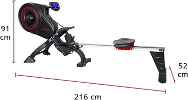 Гребний тренажер Care Fitness Jet 600-2 Care Connect, складаний, чорний, універсальний розмір