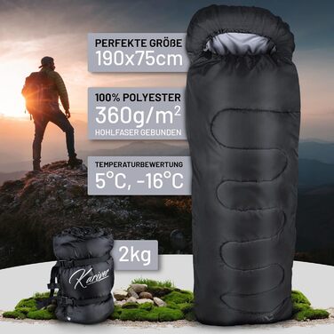 Сплячий мішок 3-4 сезони (360GSM / 2кг), водовідштовхуючий, придатний для прання, ковдровий спальний мішок для відпочинку на природі та вдома, кемпінгу, подорожей, трекінгу - ідеальний компаньйон для активного відпочинку