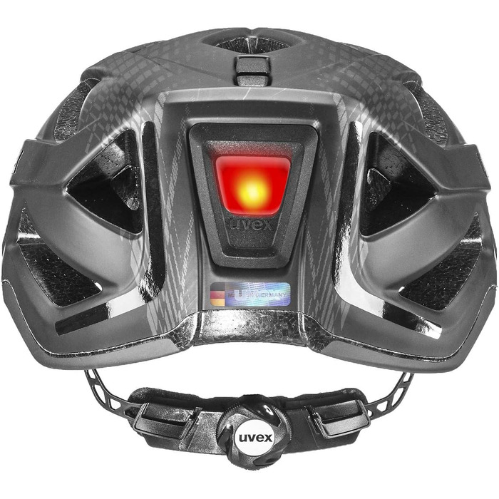 Велошолом Uvex City Active з LED-світлом, чорний матовий, розмір 56-60 см, для міста, для чоловіків і жінок, регульований