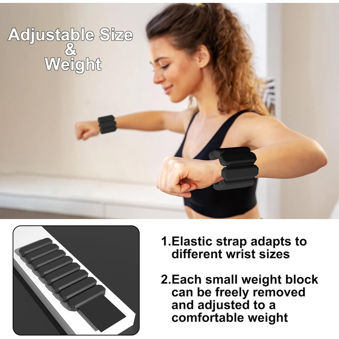 Набір манжет для збільшення ваги, 2 шт. (по 0.45 кг) - для йоги, бігу, силових тренувань, чоловіки та жінки