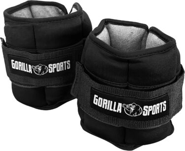 Обтяжувачі на руки та ноги GORILLA SPORTS, неопрено́ві, регульовані, 2 шт, 0,45–2,25 кг, чорні, для тренувань
