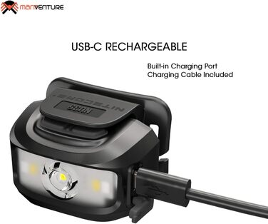 Ліхтарик на лоб Nitecore NU35 LED - акумуляторний, гібридний, 460 люмен, IP66, червоне світло, чорний