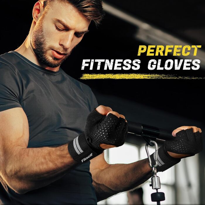Фитнес рукавички для жінок з захистом суглобів та протиковзаючою поверхнею для важкої атлетики, фітнесу, кросфіту, велоспорту (Чорний, L)