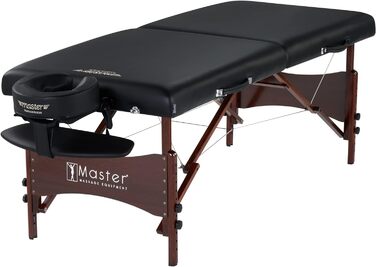 Складаний масажний стіл Master Massage NewPort 71 см, портативний косметологічний масажний стіл із дерев'яними ніжками, сумка, чорний