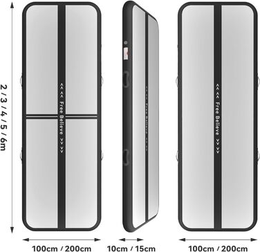 Airtrack SportBob Matte - килимок для гімнастики та йоги, 2/3/4/5/6м, 10/15см, з електричним насосом 600W, для дому та спорту