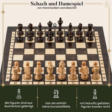 Шахи та шашки Master of Chess Olympic 35 см, турнірний набір з дерева, вишня, для дорослих і дітей