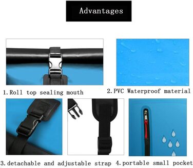 SCHITEC Водонепроникний рюкзак Dry Bags 25L з рол-топ закриттям для подорожей, каякінгу, рафтингу, риболовлі, кемпінгу та пляжу (Блакитний)